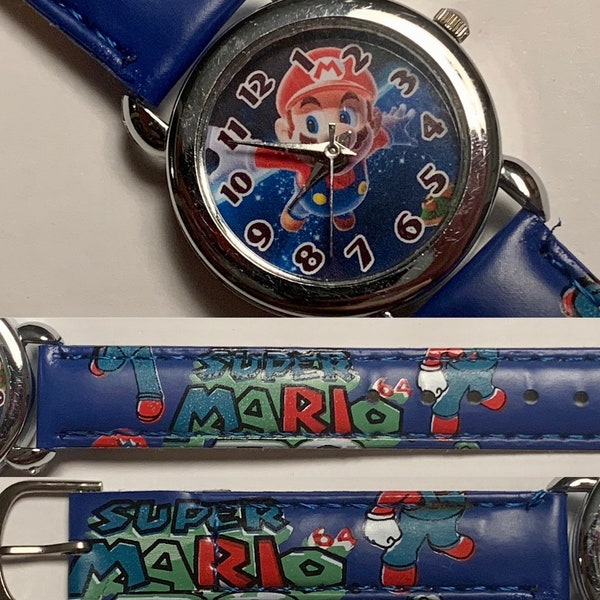 Super Mario 64 analog wristwatch N64 Nintendo collectible watch timepiece