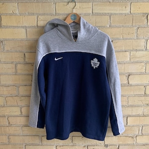 Vintage Nike Toronto Maple Leafs Hoodie - grau blau NHL Hockey-Sweat - Kinder L