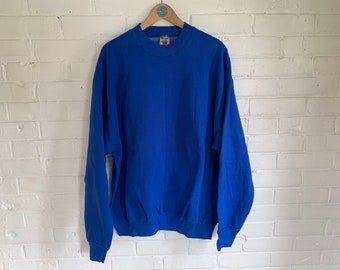 90s Fruit of the loom Super Cotton blue crewneck sweatshirt - vintage FOTL made in USA super soft - XL