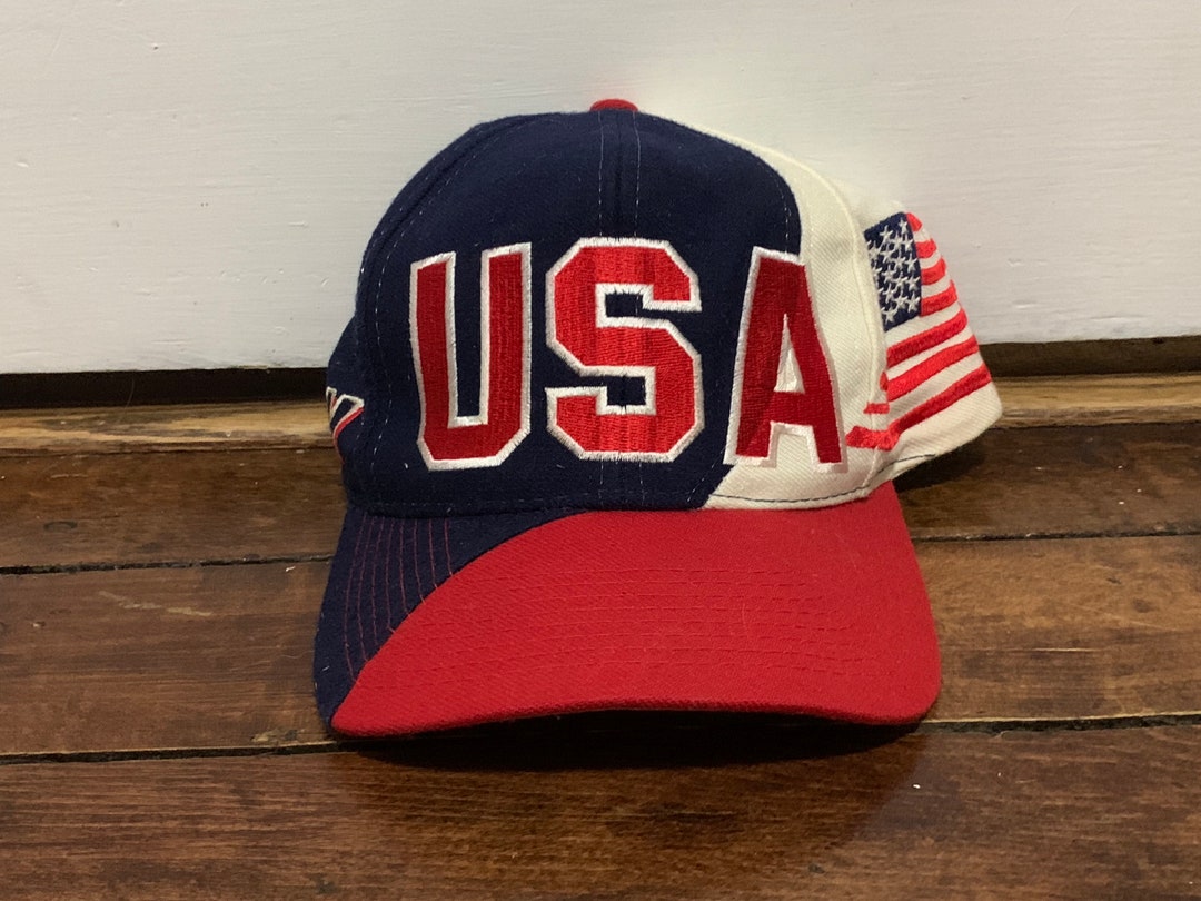 Vintage USA Logo American Flag Snapback Hat Team USA Hockey - Etsy