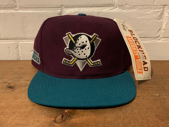 GCC Anaheim Mighty Ducks NHL 90's Vintage Adjustable Snapback Cap Hat - Nwt Purple/Teal