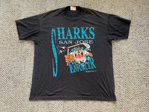 Vintage NHL San Jose Sharks 1992 Logo 7 Cotton Shirt - Depop