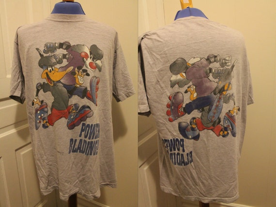 Looney Tunes Roller blading tshirt double sided b… - image 1