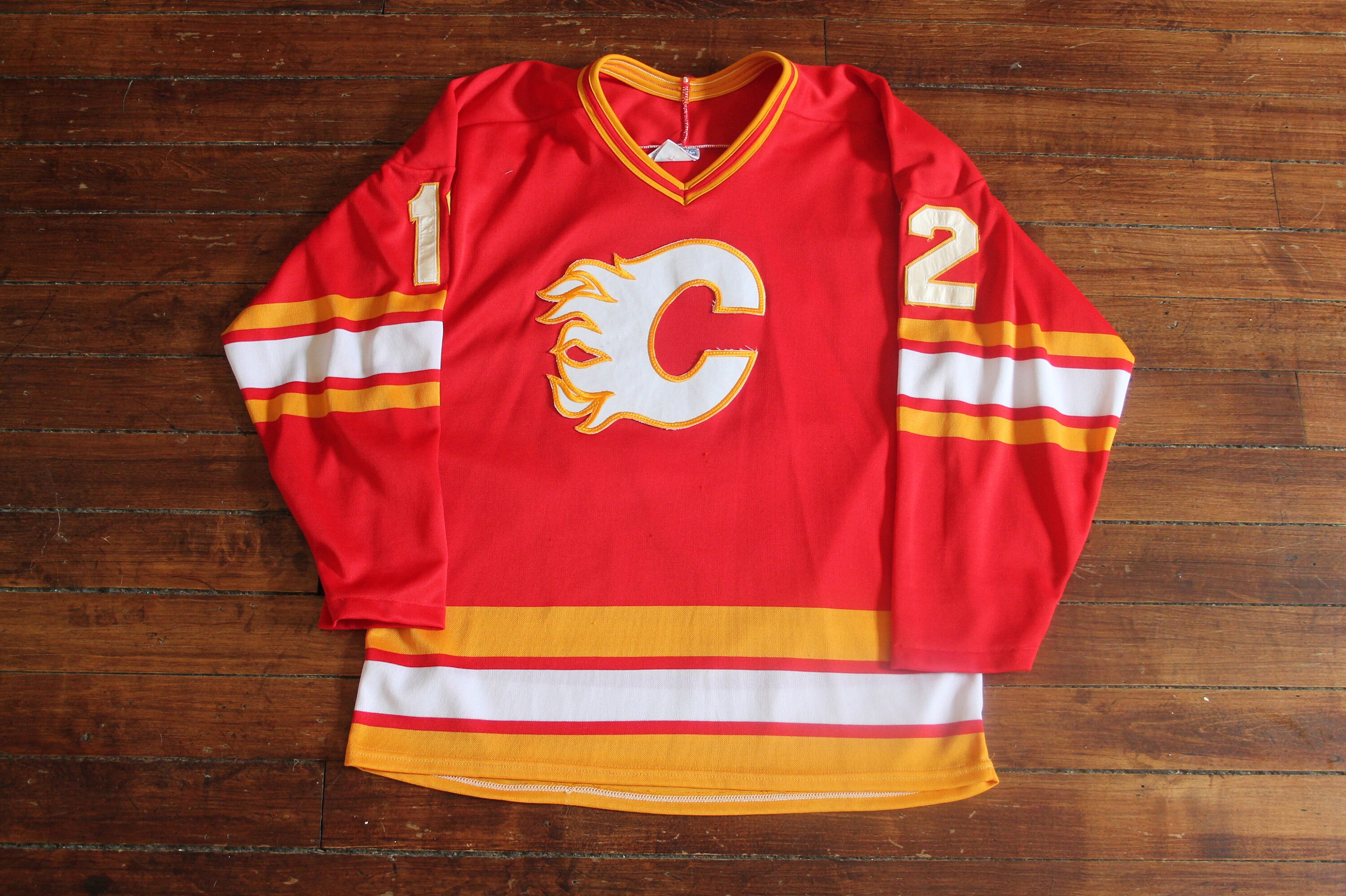 Hockey-NHL HAKAN LOOB Calgary Flames 1989 CCM Vintage Throwback Home