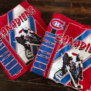 Montreal Canadiens tshirt goalies single stitch vintage 1989 Patrick Roy Carey Price NHL hockey red Large Medium