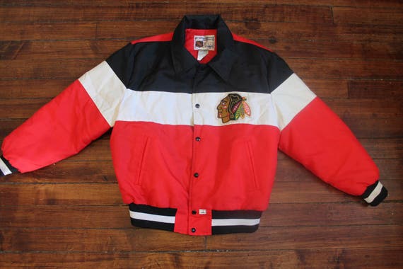 Vtg 80s CHICAGO BLACKHAWKS NHL Starter Windbreaker Pullover Jacket