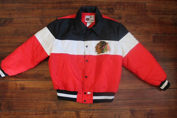 Vtg 80s CHICAGO BLACKHAWKS NHL Starter Windbreaker Pullover Jacket