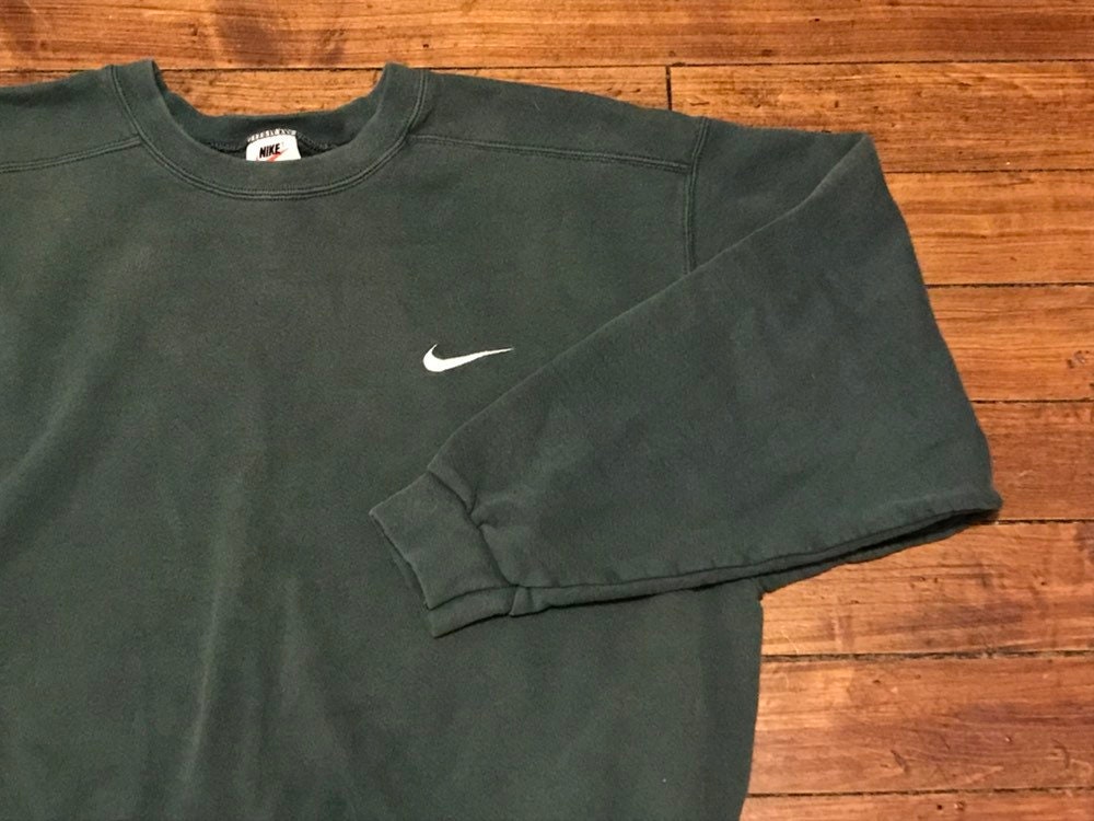 Vintage Nike crewneck sweatshirt forest green plain logo made - España