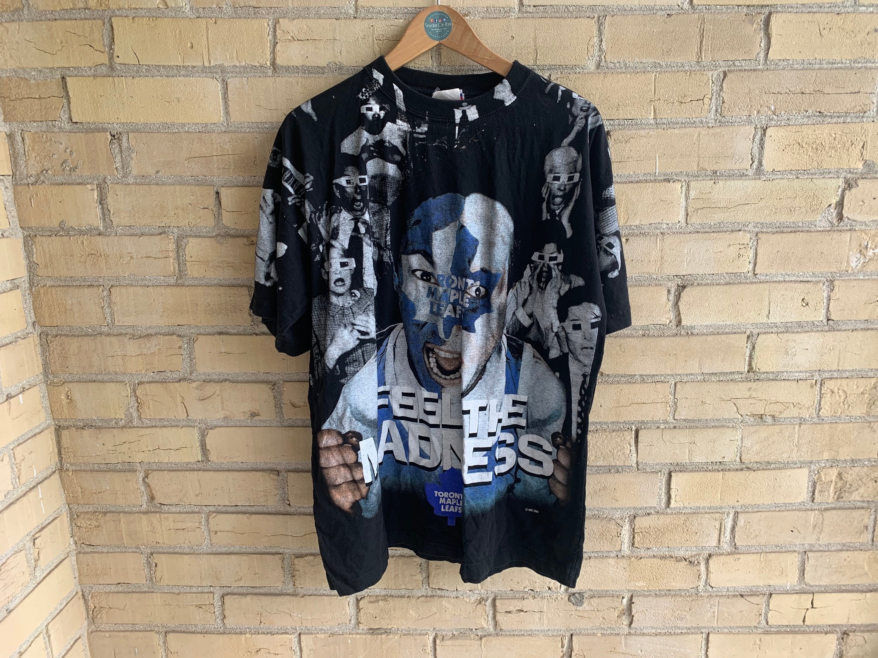 2K vintage Toronto Maple Leafs tshirt - "Feel the Madness" - front AOP graphic tee shirt NHL hockey Large XL