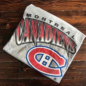 Montreal Canadiens Starter tshirt single stitch gray NHL hockey graphic tee shirt medium