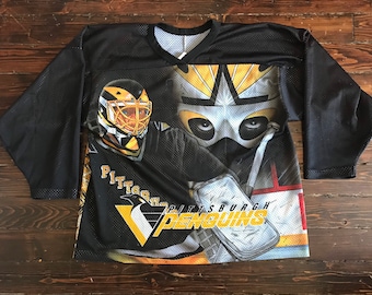 Pittsburgh Penguins jersey AOP all over print double sided black yellow mesh NHL hockey ccm large XL