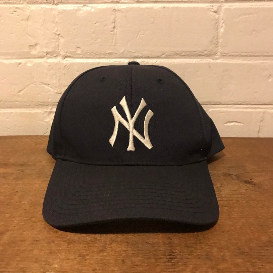 New York Yankees snapback hat vintage navy blue plain logo MLB | Etsy