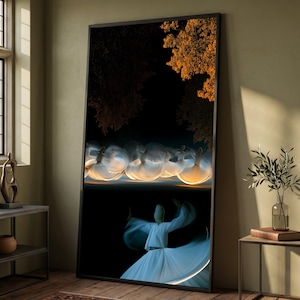 Whirling Dervishes Dance, Sufi Movement Canvas, Spiritual Wall Art, Night Motion Blur, Mystical Dance Scene, Home Decor Canvas