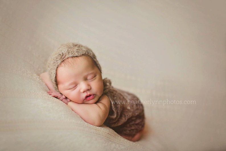 Lace Newborn Bonnet, Knit lace bonnet image 3