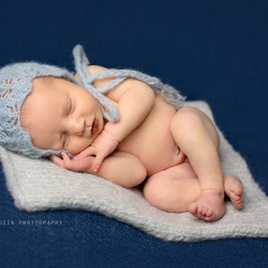 Lace Newborn Bonnet, Knit lace bonnet image 4