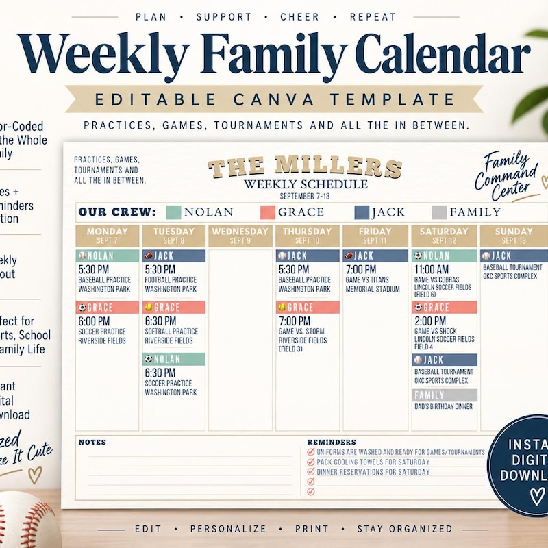 Our Daily Routine Fillable Sports Weekly Planner - Etsy