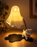 Ghost Walking Dog Lamp Candle Holder, 3D Printed Halloween Night Light, Cute Puppy Decor, Spooky Ghost Dog Lover Gift