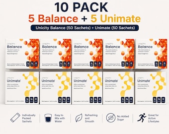 Opakowanie 10 saszetek Unicity Balance (150 saszetek) + Unimate (150 saszetek)