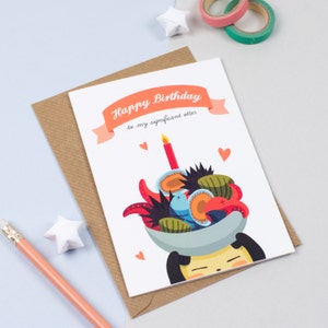 Carte d'anniversaire pour ma carte d'amour « Loutre » significative (rose corail)