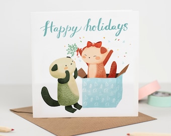 Happy holidays Otter Christmas Card