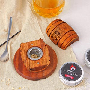Personalized Wooden Whiskey Smoker Kit, Engraved Wine Gifts with gift box for husband father groomsman,Custom Cocktail Bourbon Smoker Set.
