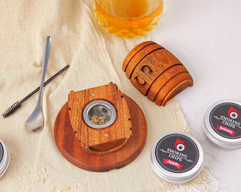 Kit personalizado de ahumador de whisky de madera, regalos de vino grabados con caja de regalo para esposo, padre o padrino de boda, juego personalizado de ahumador de bourbon para cócteles.