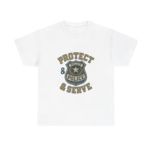 Proteger y servir / Regalo para policías / Camiseta estilo universitario vintage / Estilo patriótico americano