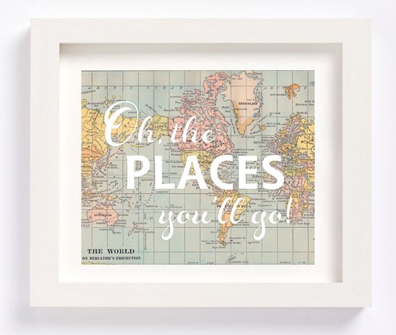 Printable World Map Oh the places you'll go Dr. Seuss | Etsy