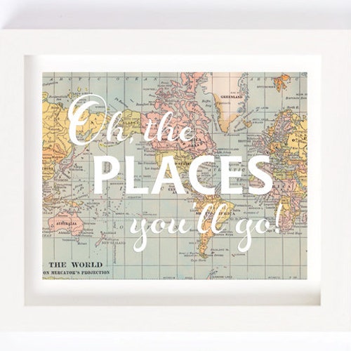 Oh the Places You'll Go Nursery Wall Art Travel Nursery - Etsy