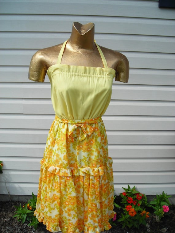 50's,60's yellow, gold and orange sundress with ma