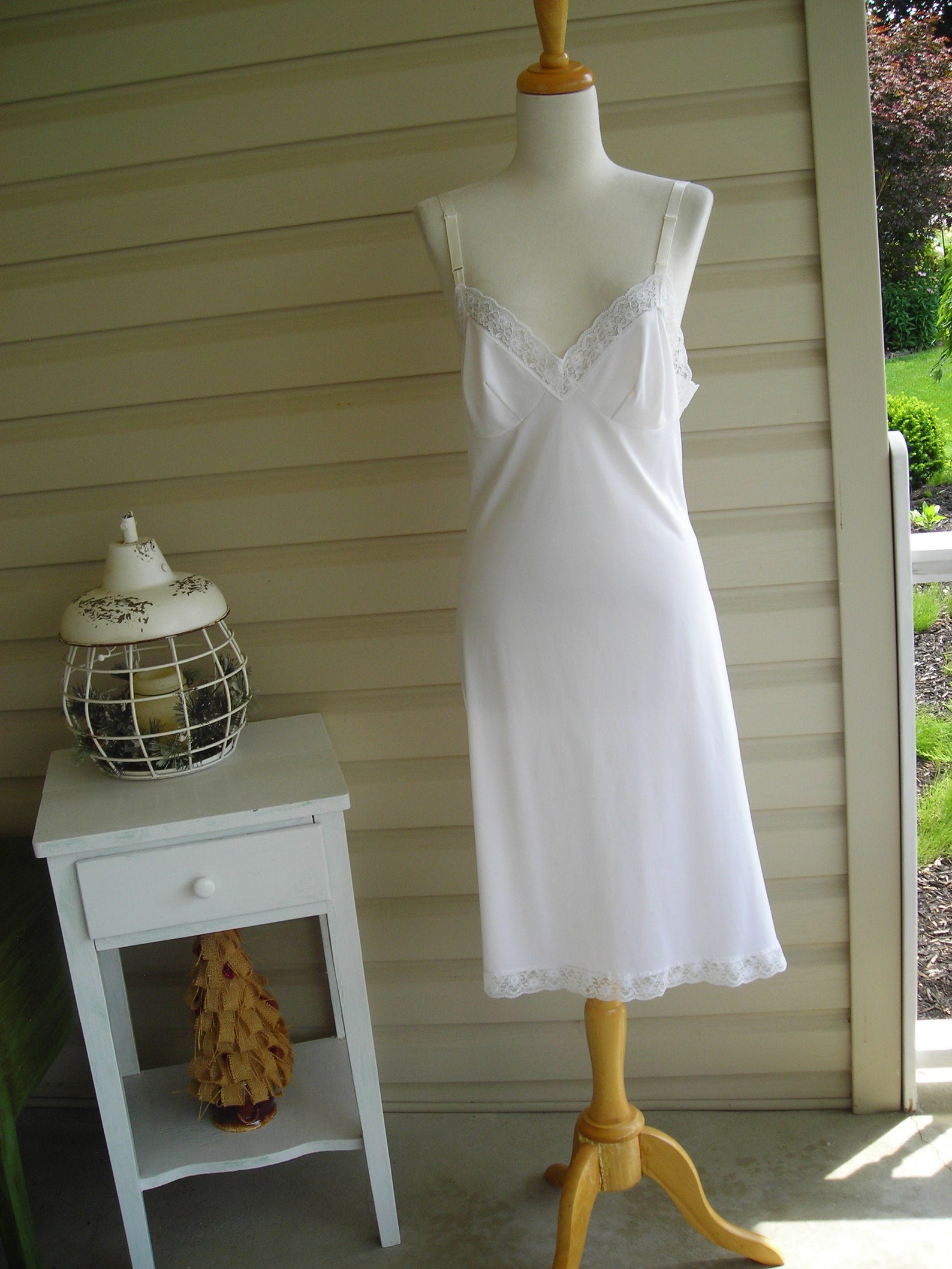 60s Lovely white full slip size 34 full white slip Etsy