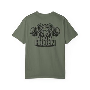 Iron Horn Shirt, Gym Graphic Tee, Athletic Bodybuilding T-Shirt, Beastmode, GOAT image 4