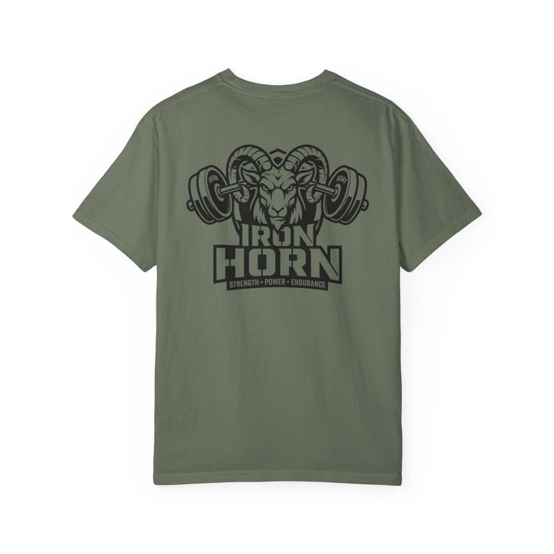 Iron Horn Shirt, Gym Graphic Tee, Athletic Bodybuilding T-Shirt, Beastmode, GOAT image 4