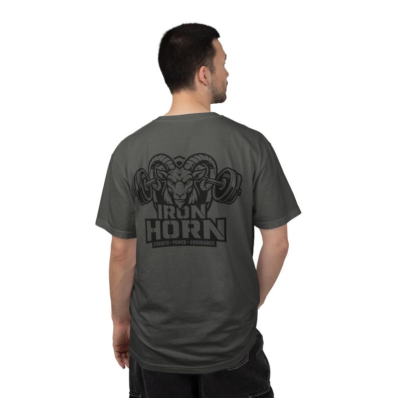 Iron Horn Shirt, Gym Graphic Tee, Athletic Bodybuilding T-Shirt, Beastmode, GOAT image 10