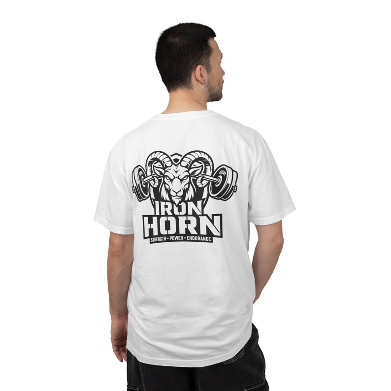 Iron Horn Shirt, Gym Graphic Tee, Athletic Bodybuilding T-Shirt, Beastmode, GOAT image 11