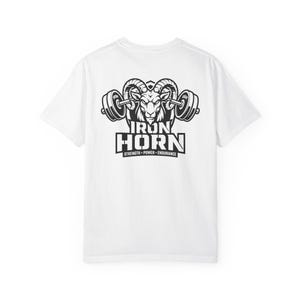 Iron Horn Shirt, Gym Graphic Tee, Athletic Bodybuilding T-Shirt, Beastmode, GOAT image 2