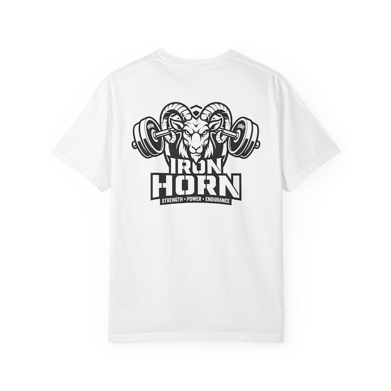 Iron Horn Shirt, Gym Graphic Tee, Athletic Bodybuilding T-Shirt, Beastmode, GOAT image 2