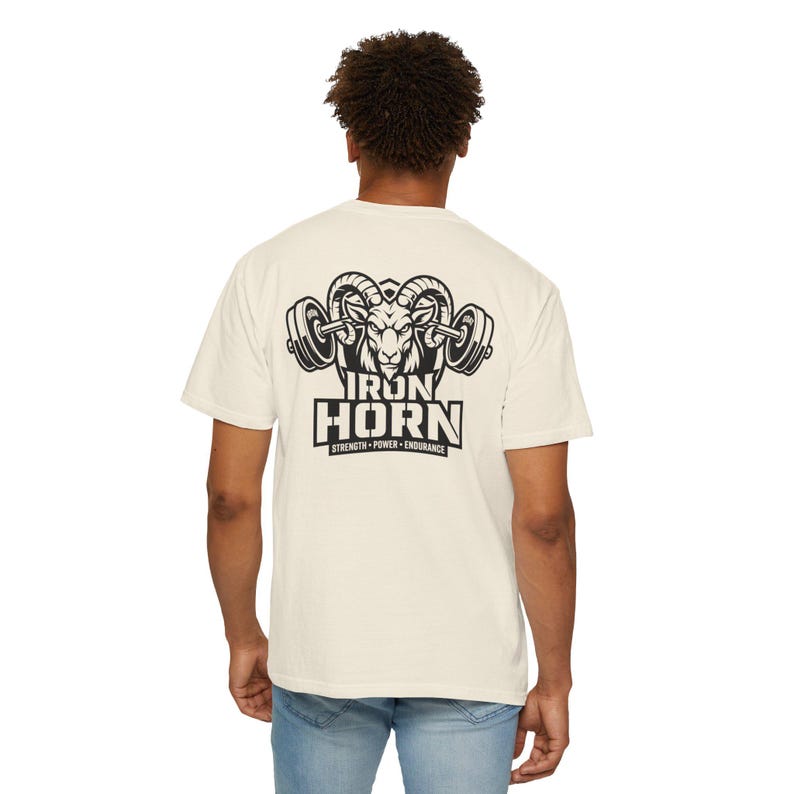 Iron Horn Shirt, Gym Graphic Tee, Athletic Bodybuilding T-Shirt, Beastmode, GOAT image 14