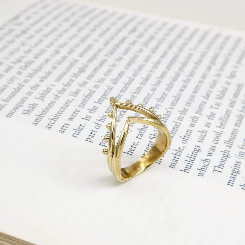 Handmade Gold Statement Ring, Geometric Chevron Ring, Minimalist Boho ...