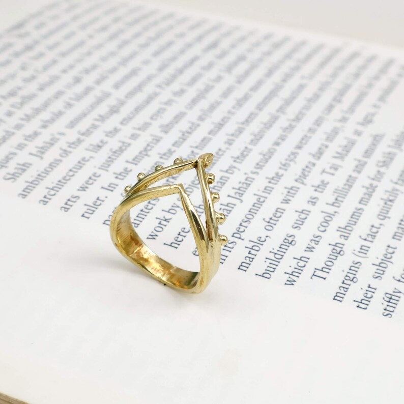 Handmade Gold Statement Ring, Geometric Chevron Ring, Minimalist Boho ...
