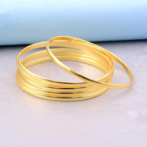 Set of 5 Gold Filled Bangles, Thin Bangle Stack, Minimal Jewelry, Gift For Women