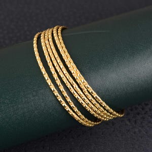 Set of 2 Gold Filled Bangles, Thin Stacking Bangles, Dainty Bracelet Set, Minimal Jewelry