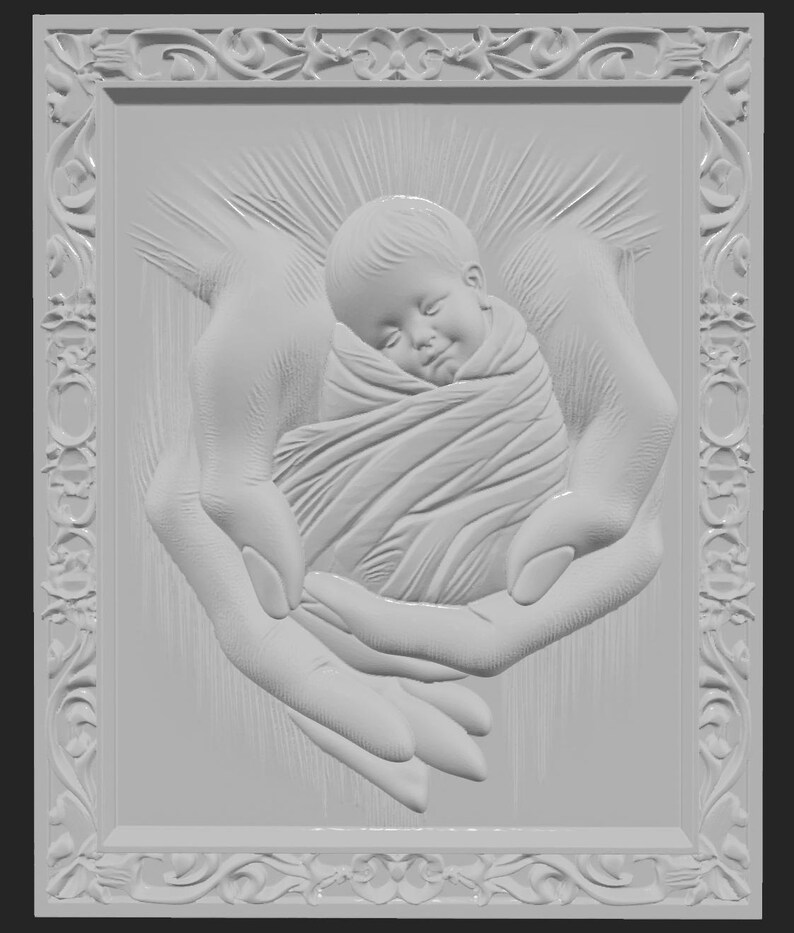 Newborn Baby in Cradled Hands 3d Relief Stl File | Cnc Router Wood ...