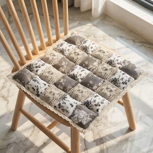 Cojín para silla con encaje patchwork / Almohadilla antideslizante para asiento de estilo rústico / Almohada cómoda para comer