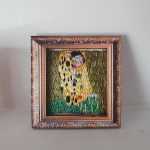 Small &#39;The Kiss&#39; Handmade Embroidery Art