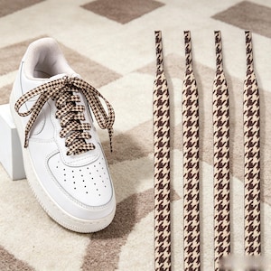 Schwarz Weiße Schnürsenkel, Hahnentritt Schnürsenkel, Karierte flache Schnürsenkel, Retro Karierte Schnürsenkel, Vintage Muster Schnürsenkel, schicke Sneaker Cord