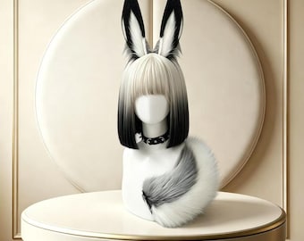 Handmade fluffy rabbit ear hairband. Truly realistic plush rabbit headwear. Anime plush cosplay hair accessory. Party costume prop.