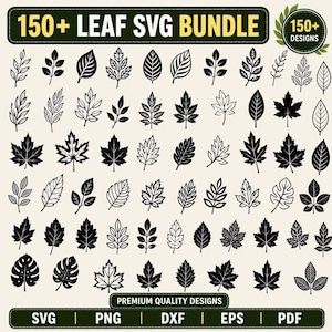 Botanical Leaf Bundle, Autumn Fall Cut Files, Rose Outline Clipart (svg, png, dxf, eps, pdf)
