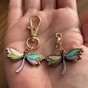 Boho Dragonfly Zipper Pull Charm Clip On Journal Accessory Enamel Keychain Fob Bag Charm Purse Dangle Gift for Nature Lover Present Under 10