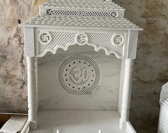 Parashandmade hand carved makrana marble temple white pooja mandir 3ft